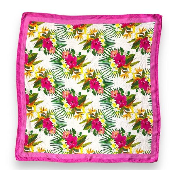 Candor Threads for Roam Maui 100% Silk Hawaiian Scarf Wrap Floral Tropical Vaca